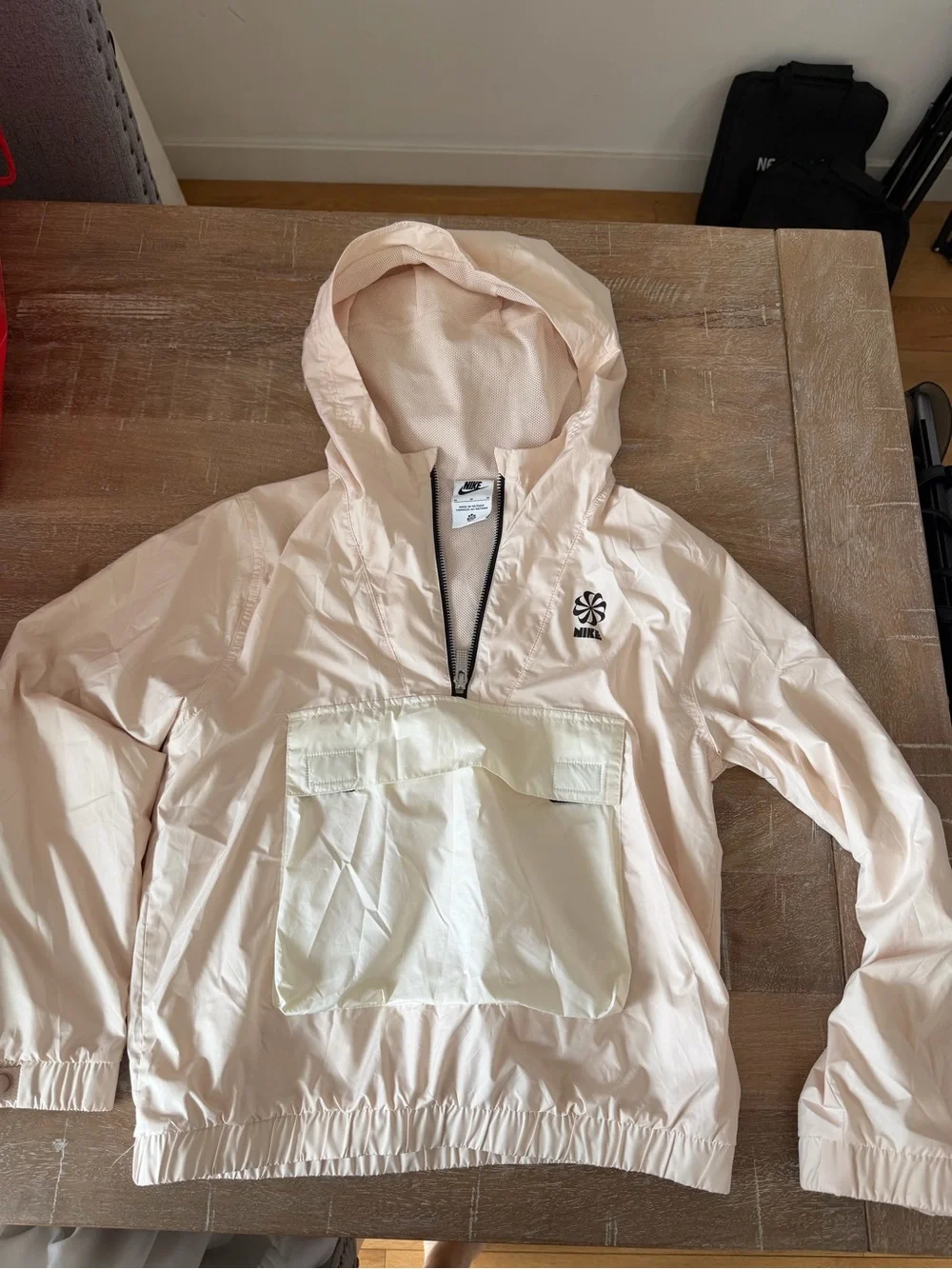 Nike Cream Pullover Anorak with Black Zip and Logo